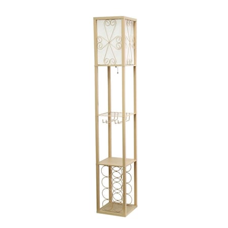Lighting Business Floor Lamp Etagere Organizer Storage Shelf and Wine Rack with Linen Shade LI3313976